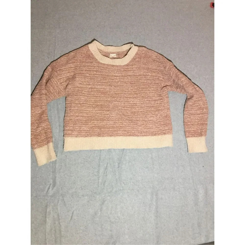 Womens Altar’d State Sweater Size Large Cozy Pink Beige Warm Fuzzy Winter